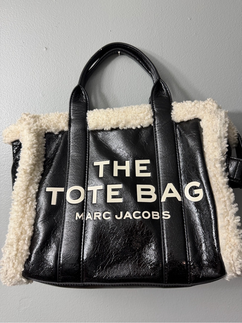 Marc Jacobs Crinkle Leather Tote Bag with crossbody strap